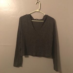 Long Sleeve Crop Top with Hood